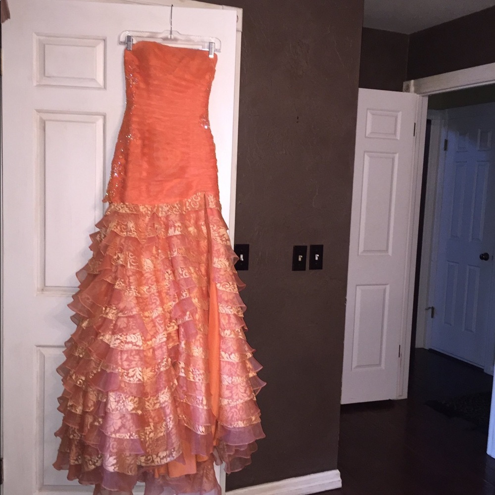 SHERRI HILL Orange Prom Dress